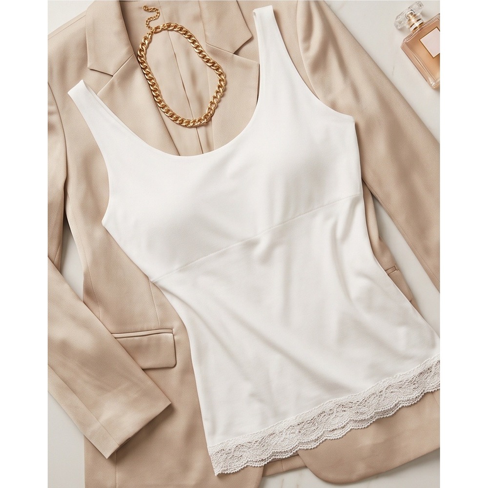 Spanx 2X Hide Sleek Cami White Lace Trim Shapewear Tank Top NWT‎